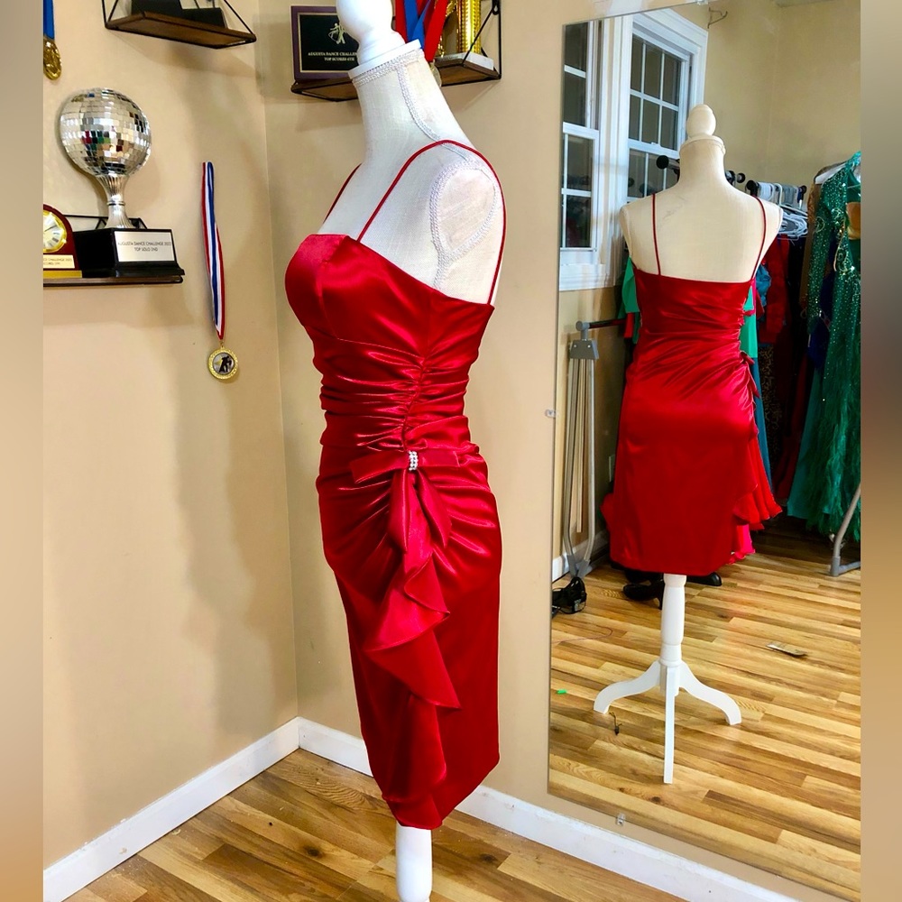 Metallic Red Cocktail Dress